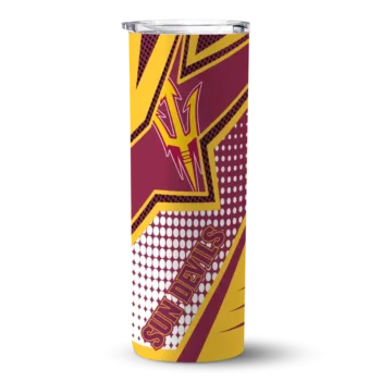 Customized Arizona State Sun Devils Web Stripes Maroon White Skinny Tumbler