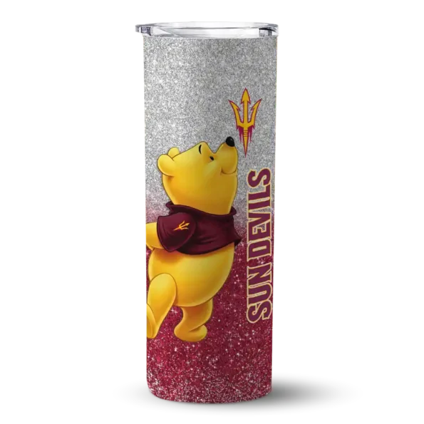 customized arizona state sun devils winnie the pooh maroon gray skinny tumbler best selling