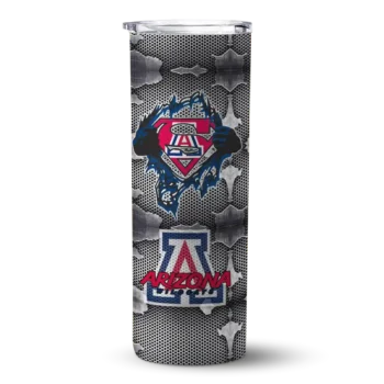 Customized Arizona Wildcats Chevron V Red Gray Skinny Tumbler