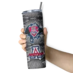 customized-arizona-wildcats-chevron-v-red-gray-skinny-tumbler-best-selling.webp