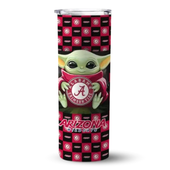 Customized Arizona Wildcats Yoda Cozy Red Black Skinny Tumbler