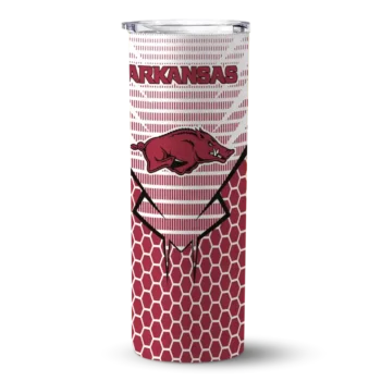 Customized Arkansas Razorbacks Chevron Stripes Red Skinny Tumbler