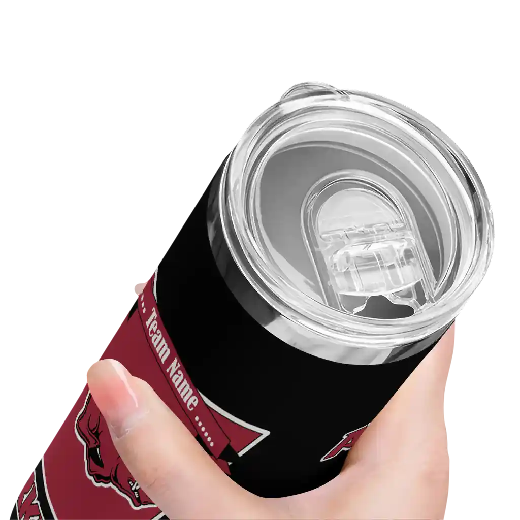 customized-arkansas-razorbacks-helmet-belt-red-black-skinny-tumbler-high-quality.webp