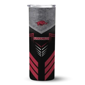 Customized Arkansas Razorbacks Hexagon Honeycomb Red Black Skinny Tumbler