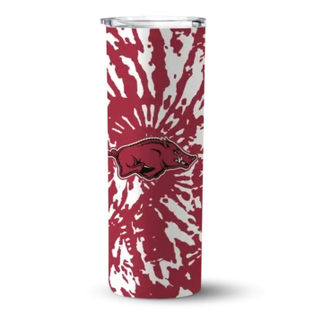 Customized Arkansas Razorbacks Metallic Grid Red Skinny Tumbler