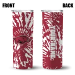 customized-arkansas-razorbacks-metallic-grid-red-skinny-tumbler-best-selling.webp
