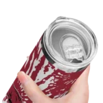 customized-arkansas-razorbacks-metallic-grid-red-skinny-tumbler-best-selling.webp