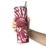 customized-arkansas-razorbacks-metallic-grid-red-skinny-tumbler-best-selling.webp
