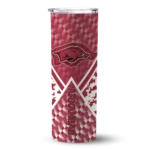 customized-arkansas-razorbacks-monogram-burst-red-white-skinny-tumbler-best-selling.webp