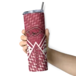 customized-arkansas-razorbacks-monogram-burst-red-white-skinny-tumbler-best-selling.webp