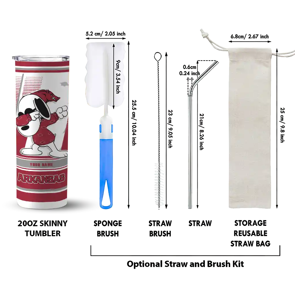 customized-arkansas-razorbacks-snoopy-dog-red-white-skinny-tumbler-new-arrival.webp