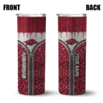 customized-arkansas-razorbacks-sparkle-drip-red-skinny-tumbler-best-selling.webp