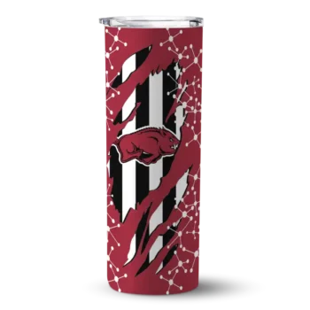 Customized Arkansas Razorbacks Star Pop Red Black Skinny Tumbler
