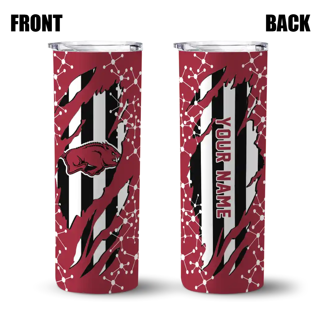 customized-arkansas-razorbacks-star-pop-red-black-skinny-tumbler-fashion-forward.webp