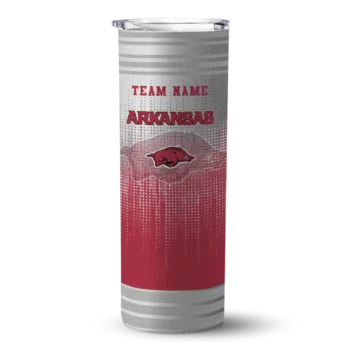 Customized Arkansas Razorbacks Swirl Texture Red Skinny Tumbler