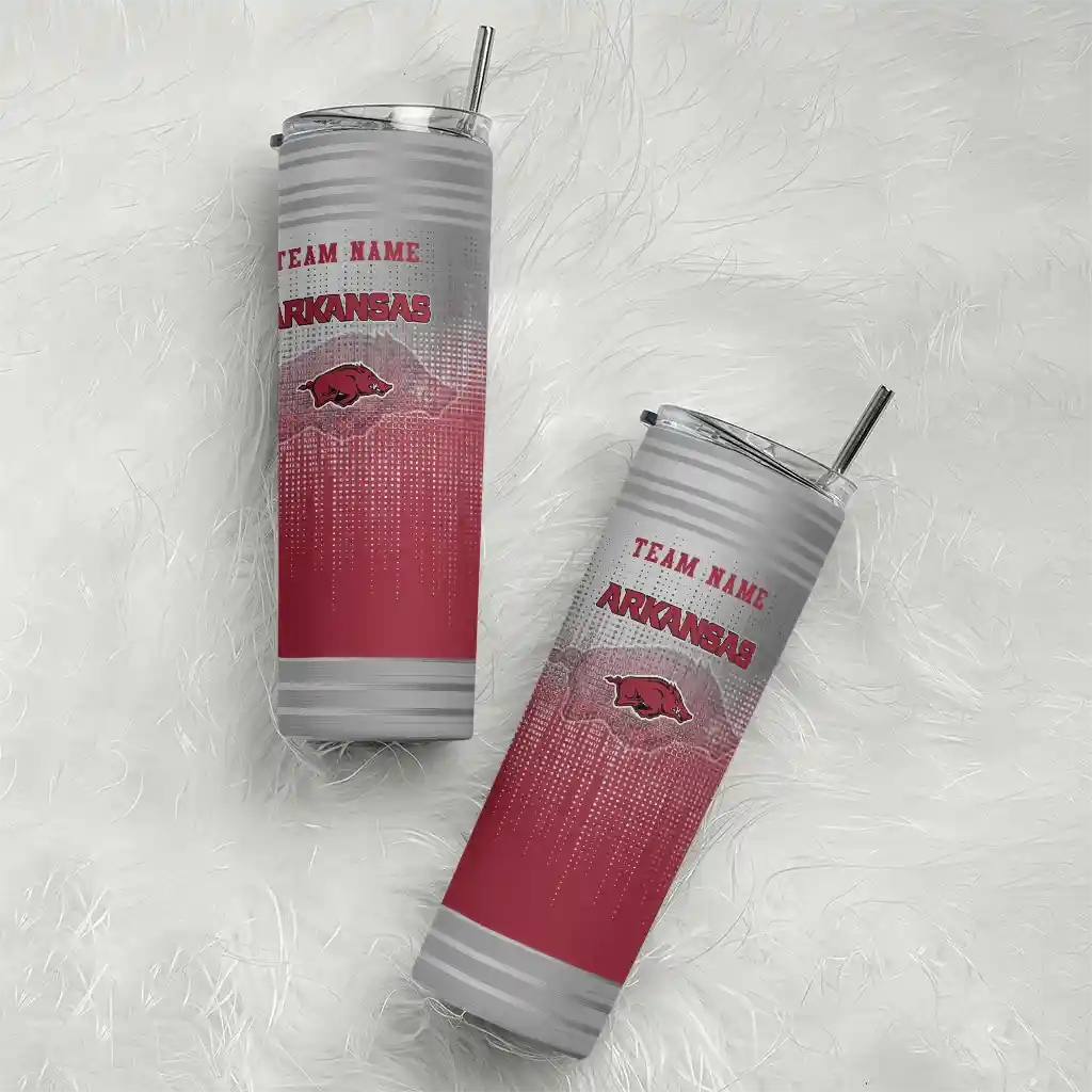 customized-arkansas-razorbacks-swirl-texture-red-skinny-tumbler-top-rated.webp