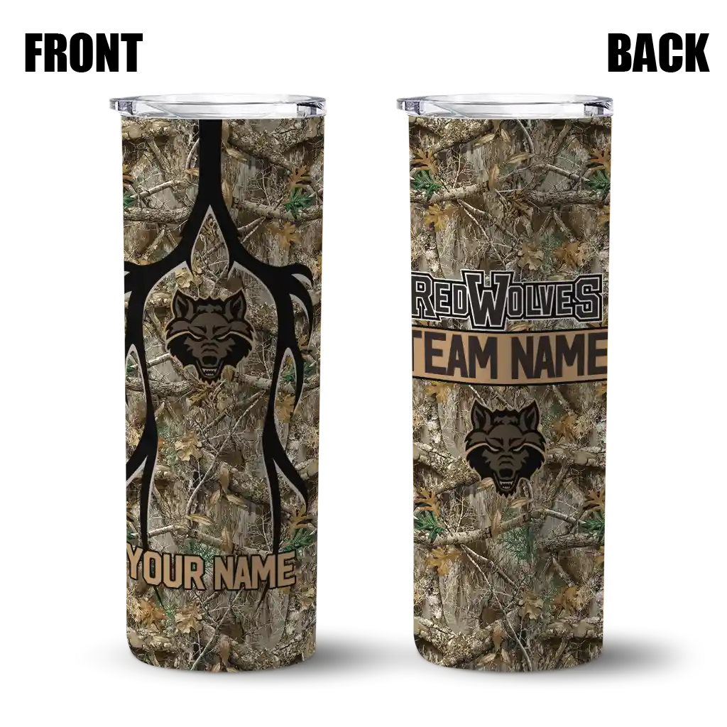 customized-arkansas-state-red-wolves-antler-flow-camo-skinny-tumbler-fashion-forward.webp
