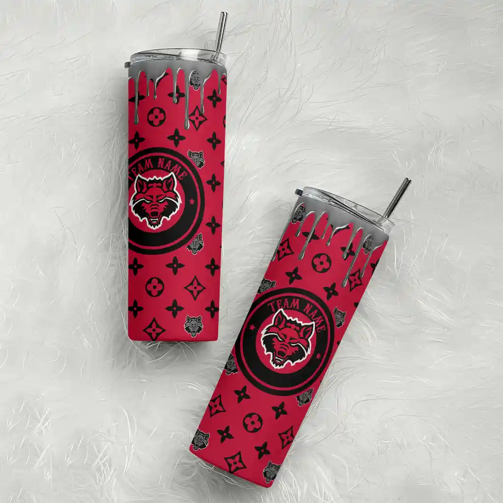 customized-arkansas-state-red-wolves-camo-streak-scarlet-skinny-tumbler-top-rated.webp