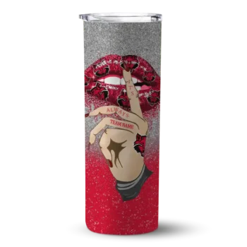 Customized Arkansas State Red Wolves Sparkle Lips Scarlet Skinny Tumbler