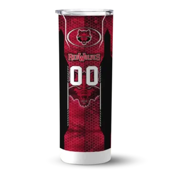 Customized Arkansas State Red Wolves Stacked Diamond Scarlet Skinny Tumbler