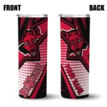 customized-arkansas-state-red-wolves-web-stripes-scarlet-white-skinny-tumbler-best-selling.webp