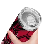 customized-arkansas-state-red-wolves-web-stripes-scarlet-white-skinny-tumbler-best-selling.webp