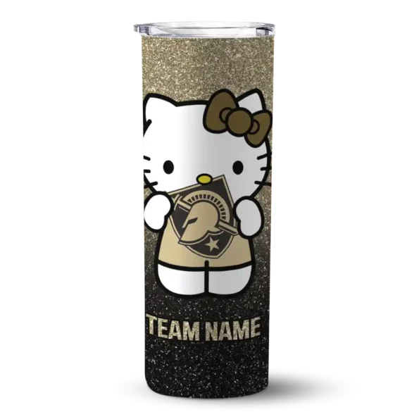 customized army black knights hello kitty gold black skinny tumbler best selling