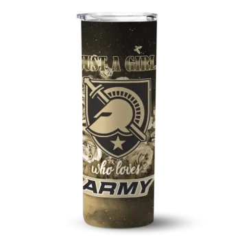 Customized Army Black Knights Rose Romance Gold Black Skinny Tumbler