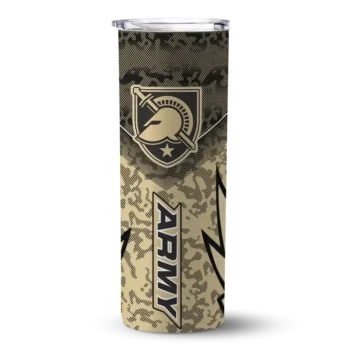 Customized Army Black Knights Spiral Burst Print Gold Skinny Tumbler