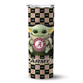 Customized Army Black Knights Yoda Cozy Gold Black Skinny Tumbler