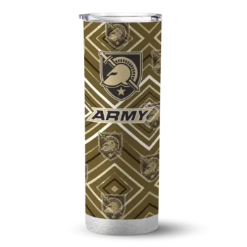 Customized Army Black Knights Zipper Leopard Gold Skinny Tumbler