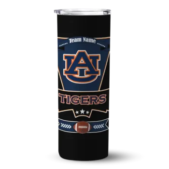 Customized Auburn Tigers Helmet Belt Navy Blue Black Skinny Tumbler