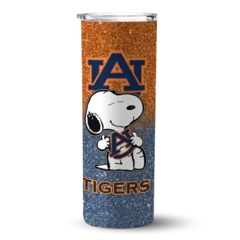 Customized Auburn Tigers Snoopy Attitude Navy Blue Skinny Tumbler