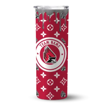 Customized Ball State Cardinals Camo Streak Red Skinny Tumbler