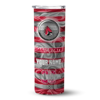 Customized Ball State Cardinals Patterned Waves Red Skinny Tumbler