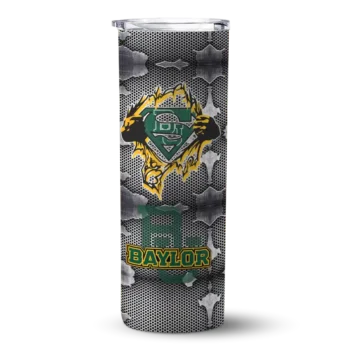 Customized Baylor Bears Chevron V Green Gray Skinny Tumbler