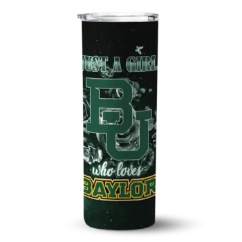 Customized Baylor Bears Rose Romance Green Black Skinny Tumbler