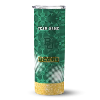 Customized Baylor Bears Starburst Tiles Green Skinny Tumbler