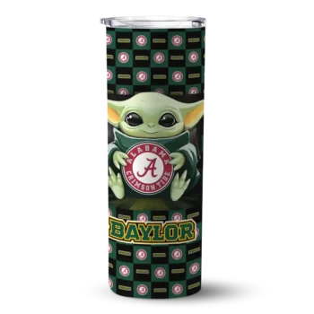 Customized Baylor Bears Yoda Cozy Green Black Skinny Tumbler