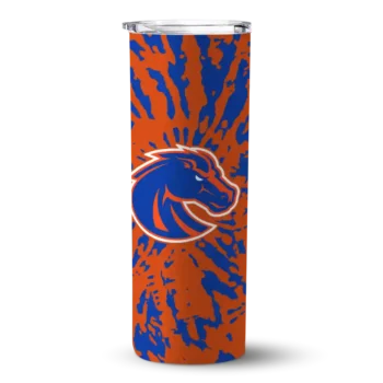 Customized Boise State Broncos Metallic Grid Orange Skinny Tumbler