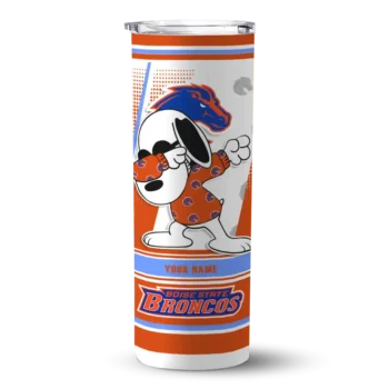 Customized Boise State Broncos Snoopy Dog Orange White Skinny Tumbler