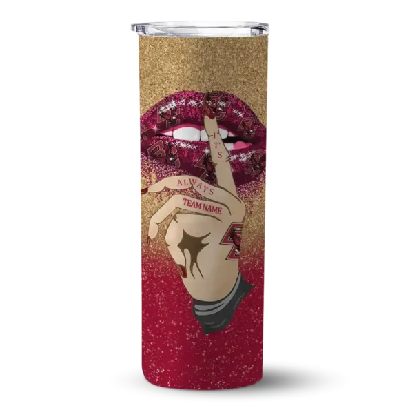 customized boston college eagles sparkle lips maroon skinny tumbler best selling