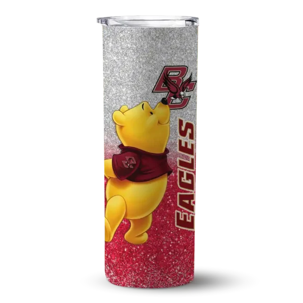 customized boston college eagles winnie the pooh maroon gray skinny tumbler best selling