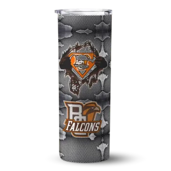 Customized Bowling Green Falcons Chevron V Orange Gray Skinny Tumbler