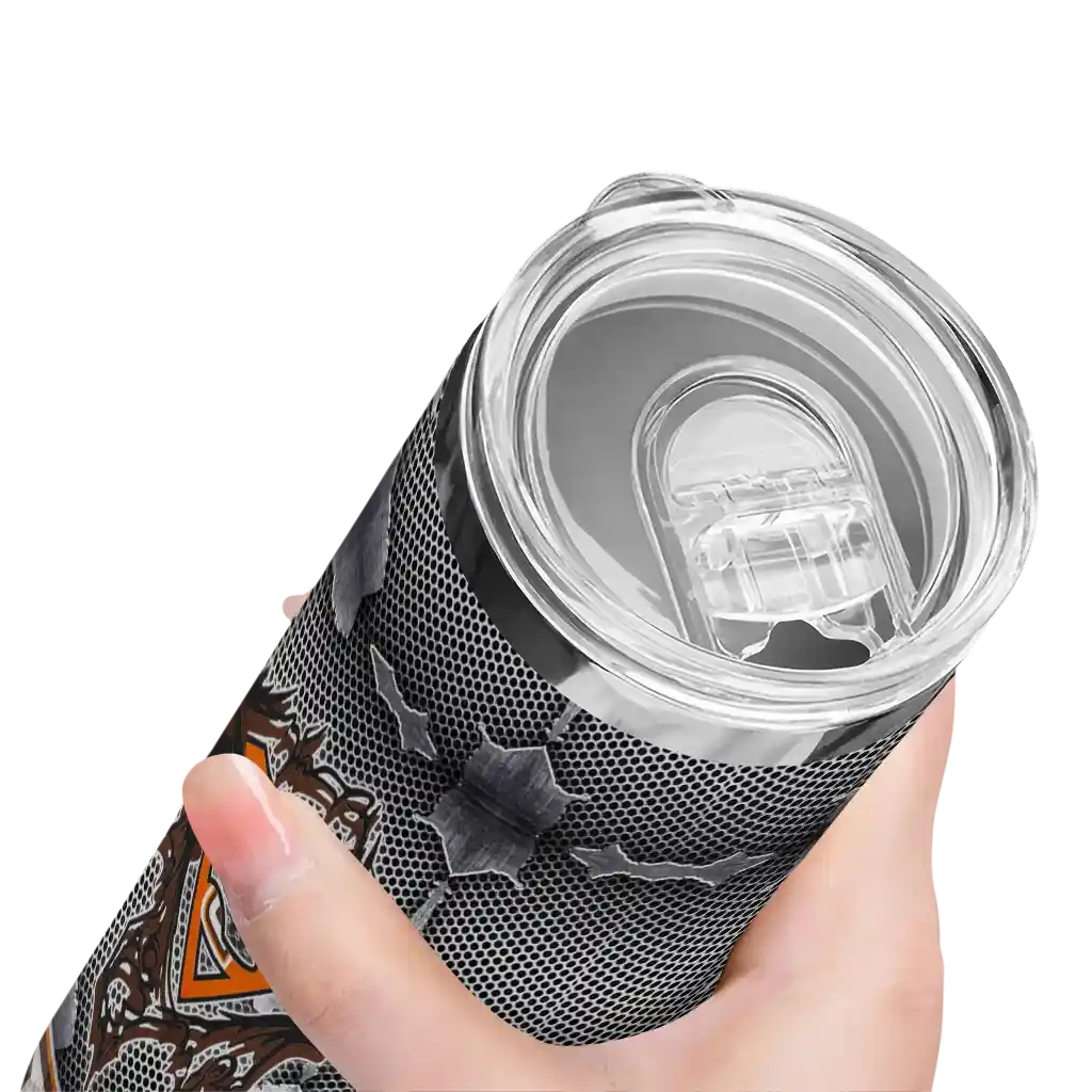 customized-bowling-green-falcons-chevron-v-orange-gray-skinny-tumbler-high-quality.webp