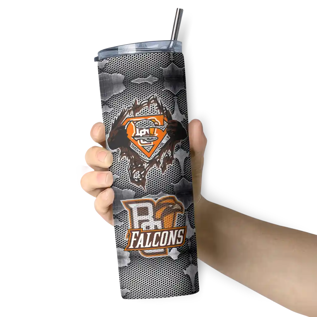 customized-bowling-green-falcons-chevron-v-orange-gray-skinny-tumbler-premium-grade.webp
