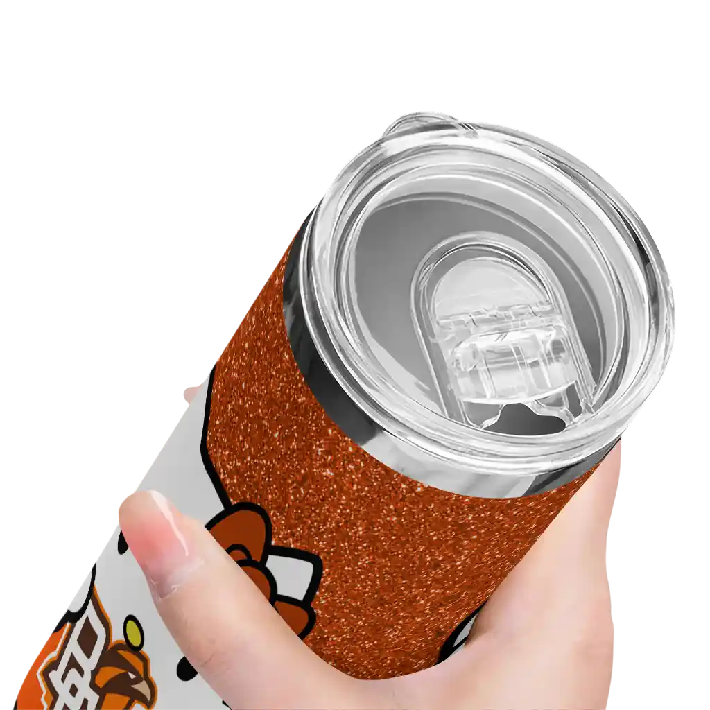 customized-bowling-green-falcons-hello-kitty-orange-black-skinny-tumbler-high-quality.webp