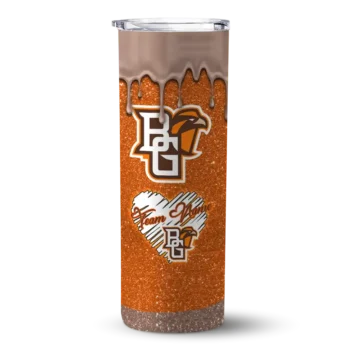 Customized Bowling Green Falcons Pixel Fade Orange Skinny Tumbler