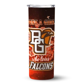 Customized Bowling Green Falcons Rose Romance Orange Black Skinny Tumbler