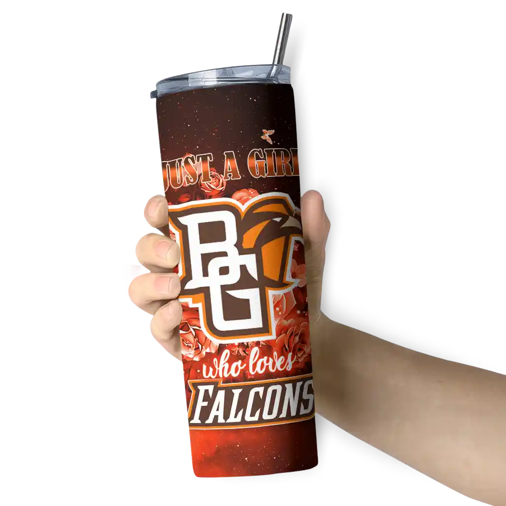 customized-bowling-green-falcons-rose-romance-orange-black-skinny-tumbler-premium-grade.webp